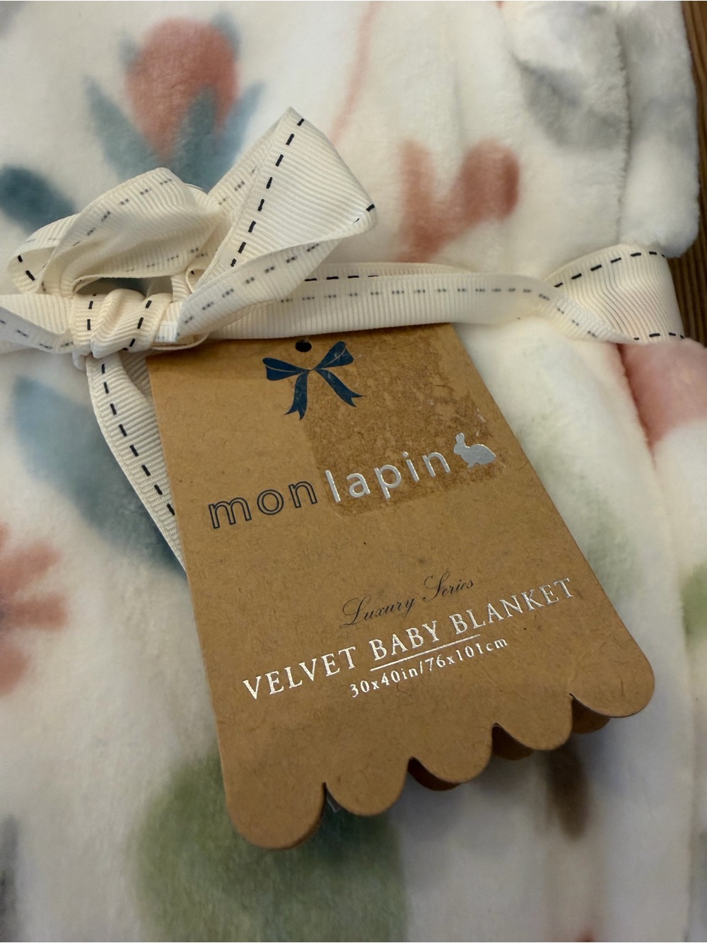 MonLapin Velvet Baby Blanket Floral